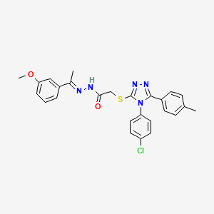 molecular formula C26H24ClN5O2S B12158649 2-{[4-(4-chlorophenyl)-5-(4-methylphenyl)-4H-1,2,4-triazol-3-yl]sulfanyl}-N'-[(1E)-1-(3-methoxyphenyl)ethylidene]acetohydrazide 