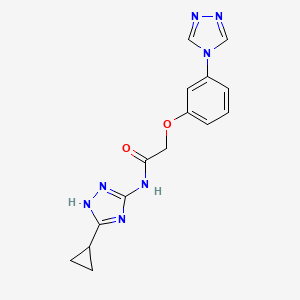 molecular formula C15H15N7O2 B12158656 N-(3-cyclopropyl-1H-1,2,4-triazol-5-yl)-2-[3-(4H-1,2,4-triazol-4-yl)phenoxy]acetamide 