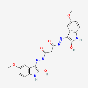 molecular formula C21H18N6O6 B12158728 N'~1~-[(3E)-5-methoxy-2-oxo-1,2-dihydro-3H-indol-3-ylidene]-N'~3~-[(3Z)-5-methoxy-2-oxo-1,2-dihydro-3H-indol-3-ylidene]propanedihydrazide 