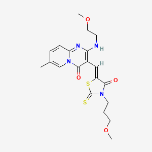 2-[(2-methoxyethyl)amino]-3-{(Z)-[3-(3-methoxypropyl)-4-oxo-2-thioxo-1,3-thiazolidin-5-ylidene]methyl}-7-methyl-4H-pyrido[1,2-a]pyrimidin-4-one