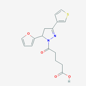 molecular formula C16H16N2O4S B12158805 5-[5-(furan-2-yl)-3-(thiophen-3-yl)-4,5-dihydro-1H-pyrazol-1-yl]-5-oxopentanoic acid 