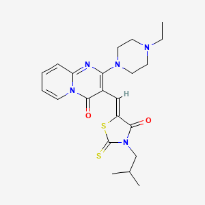 molecular formula C22H27N5O2S2 B12158849 2-(4-ethylpiperazin-1-yl)-3-{(Z)-[3-(2-methylpropyl)-4-oxo-2-thioxo-1,3-thiazolidin-5-ylidene]methyl}-4H-pyrido[1,2-a]pyrimidin-4-one 