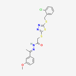 molecular formula C20H19ClN4O2S3 B12158878 2-({5-[(2-chlorobenzyl)sulfanyl]-1,3,4-thiadiazol-2-yl}sulfanyl)-N'-[(1E)-1-(3-methoxyphenyl)ethylidene]acetohydrazide 