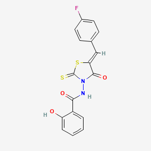 molecular formula C17H11FN2O3S2 B12158961 N-[(5Z)-5-(4-fluorobenzylidene)-4-oxo-2-thioxo-1,3-thiazolidin-3-yl]-2-hydroxybenzamide 