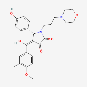 molecular formula C26H30N2O6 B12158973 3-hydroxy-5-(4-hydroxyphenyl)-4-[(4-methoxy-3-methylphenyl)carbonyl]-1-[3-(morpholin-4-yl)propyl]-1,5-dihydro-2H-pyrrol-2-one 