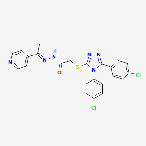 2-{[4,5-bis(4-chlorophenyl)-4H-1,2,4-triazol-3-yl]sulfanyl}-N'-[(1E)-1-(pyridin-4-yl)ethylidene]acetohydrazide