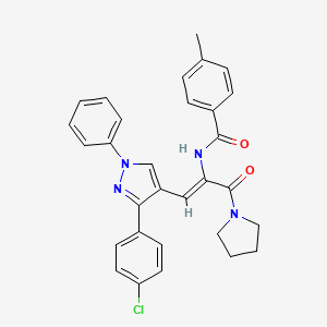 N-[(1Z)-1-[3-(4-chlorophenyl)-1-phenyl-1H-pyrazol-4-yl]-3-oxo-3-(pyrrolidin-1-yl)prop-1-en-2-yl]-4-methylbenzamide