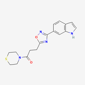 molecular formula C17H18N4O2S B12159107 3-[3-(1H-indol-6-yl)-1,2,4-oxadiazol-5-yl]-1-(thiomorpholin-4-yl)propan-1-one 