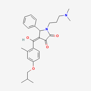 molecular formula C27H34N2O4 B12159181 1-[3-(dimethylamino)propyl]-3-hydroxy-4-{[2-methyl-4-(2-methylpropoxy)phenyl]carbonyl}-5-phenyl-1,5-dihydro-2H-pyrrol-2-one 