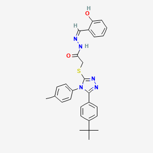 molecular formula C28H29N5O2S B12159193 2-{[5-(4-tert-butylphenyl)-4-(4-methylphenyl)-4H-1,2,4-triazol-3-yl]sulfanyl}-N'-[(Z)-(2-hydroxyphenyl)methylidene]acetohydrazide 