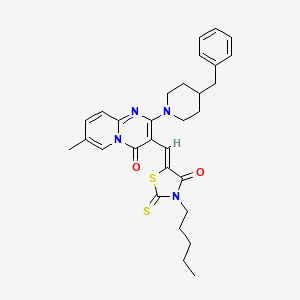 2-(4-benzylpiperidin-1-yl)-7-methyl-3-[(Z)-(4-oxo-3-pentyl-2-thioxo-1,3-thiazolidin-5-ylidene)methyl]-4H-pyrido[1,2-a]pyrimidin-4-one