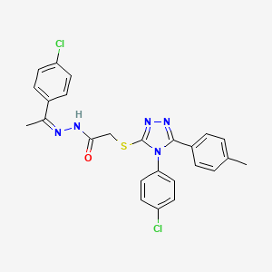 molecular formula C25H21Cl2N5OS B12159276 N'-[(1Z)-1-(4-chlorophenyl)ethylidene]-2-{[4-(4-chlorophenyl)-5-(4-methylphenyl)-4H-1,2,4-triazol-3-yl]sulfanyl}acetohydrazide 