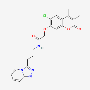 2-[(6-chloro-3,4-dimethyl-2-oxo-2H-chromen-7-yl)oxy]-N-[3-([1,2,4]triazolo[4,3-a]pyridin-3-yl)propyl]acetamide