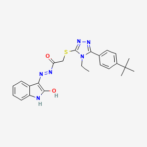 molecular formula C24H26N6O2S B12159451 2-{[5-(4-tert-butylphenyl)-4-ethyl-4H-1,2,4-triazol-3-yl]sulfanyl}-N'-[(3E)-2-oxo-1,2-dihydro-3H-indol-3-ylidene]acetohydrazide 