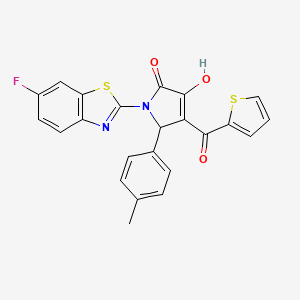 molecular formula C23H15FN2O3S2 B12159574 (4E)-1-(6-fluoro-1,3-benzothiazol-2-yl)-4-[hydroxy(thiophen-2-yl)methylidene]-5-(4-methylphenyl)pyrrolidine-2,3-dione 