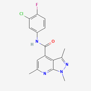 molecular formula C16H14ClFN4O B12159591 N-(3-chloro-4-fluorophenyl)-1,3,6-trimethyl-1H-pyrazolo[3,4-b]pyridine-4-carboxamide 