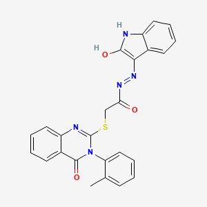 2-{[3-(2-methylphenyl)-4-oxo-3,4-dihydroquinazolin-2-yl]sulfanyl}-N'-[(3E)-2-oxo-1,2-dihydro-3H-indol-3-ylidene]acetohydrazide