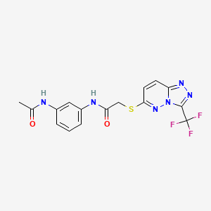 molecular formula C16H13F3N6O2S B12159628 N-(3-acetamidophenyl)-2-((3-(trifluoromethyl)-[1,2,4]triazolo[4,3-b]pyridazin-6-yl)thio)acetamide 