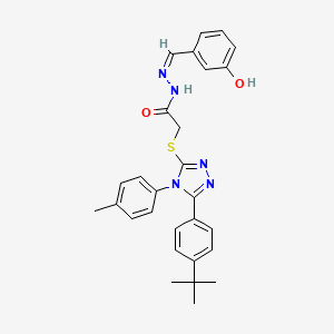 2-[[5-(4-tert-butylphenyl)-4-(4-methylphenyl)-1,2,4-triazol-3-yl]sulfanyl]-N-[(E)-(3-hydroxyphenyl)methylideneamino]acetamide