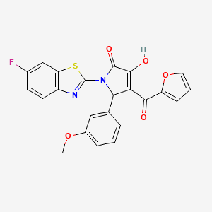 molecular formula C23H15FN2O5S B12159671 1-(6-Fluorobenzothiazol-2-yl)-4-(2-furylcarbonyl)-3-hydroxy-5-(3-methoxyphenyl)-3-pyrrolin-2-one 