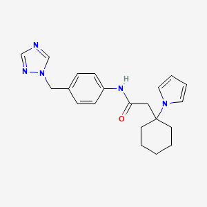 molecular formula C21H25N5O B12159737 2-[1-(1H-pyrrol-1-yl)cyclohexyl]-N-[4-(1H-1,2,4-triazol-1-ylmethyl)phenyl]acetamide 