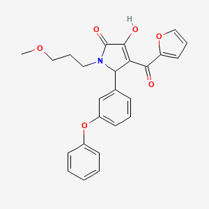 molecular formula C25H23NO6 B12159749 (4E)-4-[furan-2-yl(hydroxy)methylidene]-1-(3-methoxypropyl)-5-(3-phenoxyphenyl)pyrrolidine-2,3-dione 