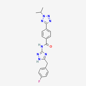 N-[5-[(4-fluorophenyl)methyl]-1H-1,2,4-triazol-3-yl]-4-(2-propan-2-yltetrazol-5-yl)benzamide