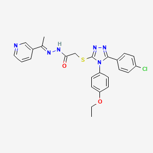 2-[[5-(4-chlorophenyl)-4-(4-ethoxyphenyl)-1,2,4-triazol-3-yl]sulfanyl]-N-[(Z)-1-pyridin-3-ylethylideneamino]acetamide