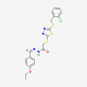 2-[[5-[(2-chlorophenyl)methylsulfanyl]-1,3,4-thiadiazol-2-yl]sulfanyl]-N-[(E)-(4-ethoxyphenyl)methylideneamino]acetamide