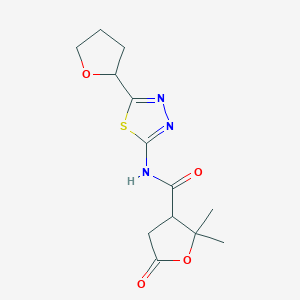 2,2-dimethyl-5-oxo-N-(5-(tetrahydrofuran-2-yl)-1,3,4-thiadiazol-2-yl)tetrahydrofuran-3-carboxamide