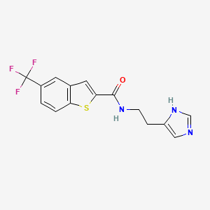 molecular formula C15H12F3N3OS B12160014 N-[2-(1H-imidazol-4-yl)ethyl]-5-(trifluoromethyl)-1-benzothiophene-2-carboxamide 