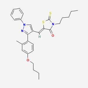 (5Z)-5-{[3-(4-butoxy-2-methylphenyl)-1-phenyl-1H-pyrazol-4-yl]methylidene}-3-pentyl-2-thioxo-1,3-thiazolidin-4-one