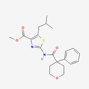 molecular formula C21H26N2O4S B12160170 methyl 5-(2-methylpropyl)-2-{[(4-phenyltetrahydro-2H-pyran-4-yl)carbonyl]amino}-1,3-thiazole-4-carboxylate 