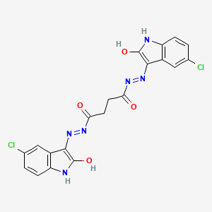 molecular formula C20H14Cl2N6O4 B12160288 N'~1~,N'~4~-bis[(3E)-5-chloro-2-oxo-1,2-dihydro-3H-indol-3-ylidene]butanedihydrazide 