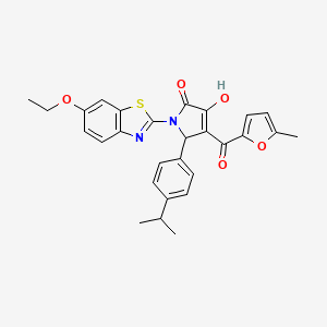 molecular formula C28H26N2O5S B12160290 (4E)-1-(6-ethoxy-1,3-benzothiazol-2-yl)-4-[hydroxy(5-methylfuran-2-yl)methylidene]-5-[4-(propan-2-yl)phenyl]pyrrolidine-2,3-dione 