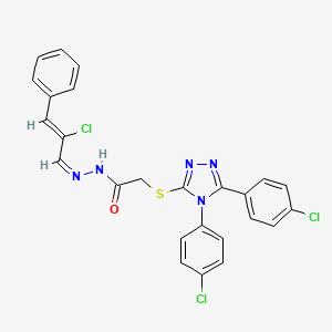 molecular formula C25H18Cl3N5OS B12160321 2-{[4,5-bis(4-chlorophenyl)-4H-1,2,4-triazol-3-yl]sulfanyl}-N'-[(1Z,2Z)-2-chloro-3-phenylprop-2-en-1-ylidene]acetohydrazide 