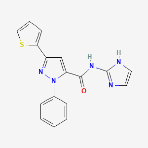 molecular formula C17H13N5OS B12160426 N-(1H-imidazol-2-yl)-1-phenyl-3-(thiophen-2-yl)-1H-pyrazole-5-carboxamide 