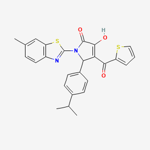 molecular formula C26H22N2O3S2 B12160457 3-Hydroxy-1-(6-methylbenzothiazol-2-yl)-5-[4-(methylethyl)phenyl]-4-(2-thienyl carbonyl)-3-pyrrolin-2-one 