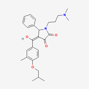 molecular formula C27H34N2O4 B12160476 1-[3-(dimethylamino)propyl]-3-hydroxy-4-{[3-methyl-4-(2-methylpropoxy)phenyl]carbonyl}-5-phenyl-1,5-dihydro-2H-pyrrol-2-one 