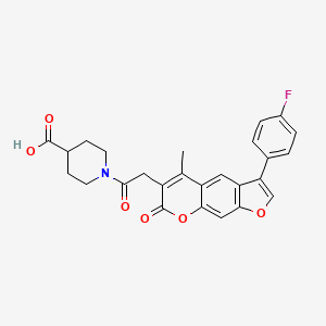 molecular formula C26H22FNO6 B12160491 1-{[3-(4-fluorophenyl)-5-methyl-7-oxo-7H-furo[3,2-g]chromen-6-yl]acetyl}piperidine-4-carboxylic acid 