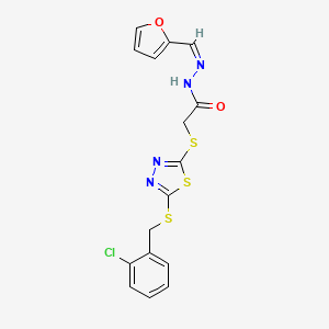 molecular formula C16H13ClN4O2S3 B12160501 2-({5-[(2-chlorobenzyl)sulfanyl]-1,3,4-thiadiazol-2-yl}sulfanyl)-N'-[(Z)-furan-2-ylmethylidene]acetohydrazide 