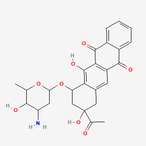 molecular formula C26H27NO8 B1216052 3-Acetyl-3,12-dihydroxy-6,11-dioxo-1,2,3,4,6,11-hexahydrotetracen-1-yl 3-amino-2,3,6-trideoxyhexopyranoside 