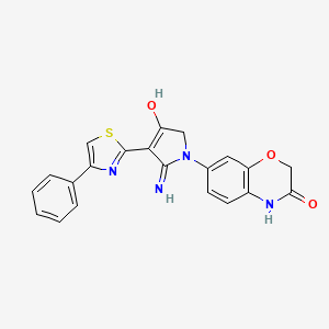 molecular formula C21H16N4O3S B12160542 5-amino-1-(3-hydroxy-2H-1,4-benzoxazin-7-yl)-4-(4-phenyl-1,3-thiazol-2-yl)-1,2-dihydro-3H-pyrrol-3-one 