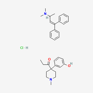 molecular formula C33H43ClN2O2 B1216058 N,N-dimethyl-4,4-diphenylbut-3-en-2-amine;1-[4-(3-hydroxyphenyl)-1-methylpiperidin-4-yl]propan-1-one;hydrochloride CAS No. 81605-86-9
