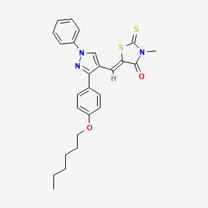 (5Z)-5-({3-[4-(hexyloxy)phenyl]-1-phenyl-1H-pyrazol-4-yl}methylidene)-3-methyl-2-thioxo-1,3-thiazolidin-4-one