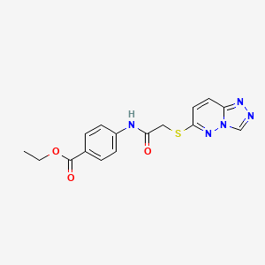 molecular formula C16H15N5O3S B12160613 Ethyl 4-{[([1,2,4]triazolo[4,3-b]pyridazin-6-ylsulfanyl)acetyl]amino}benzoate 