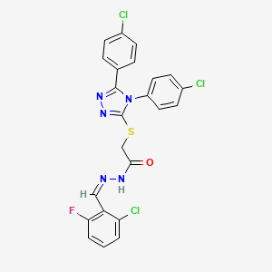 molecular formula C23H15Cl3FN5OS B12160638 2-{[4,5-bis(4-chlorophenyl)-4H-1,2,4-triazol-3-yl]sulfanyl}-N'-[(Z)-(2-chloro-6-fluorophenyl)methylidene]acetohydrazide 