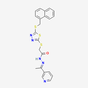 2-({5-[(naphthalen-1-ylmethyl)sulfanyl]-1,3,4-thiadiazol-2-yl}sulfanyl)-N'-[(1E)-1-(pyridin-3-yl)ethylidene]acetohydrazide