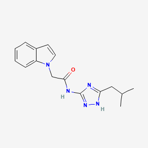 molecular formula C16H19N5O B12160754 2-(1H-indol-1-yl)-N-[3-(2-methylpropyl)-1H-1,2,4-triazol-5-yl]acetamide 