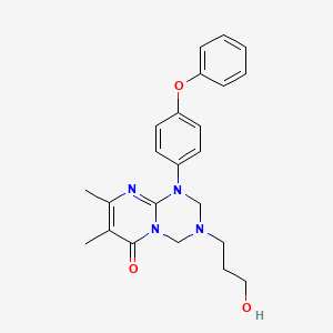 molecular formula C23H26N4O3 B12160774 3-(3-hydroxypropyl)-7,8-dimethyl-1-(4-phenoxyphenyl)-1,2,3,4-tetrahydro-6H-pyrimido[1,2-a][1,3,5]triazin-6-one 